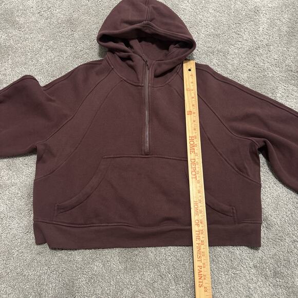 CRZ YOGA Fleece Womens Half Zip Hoodies Funnel Neck Thumb Holes Brown Size L - Picture 4 of 5